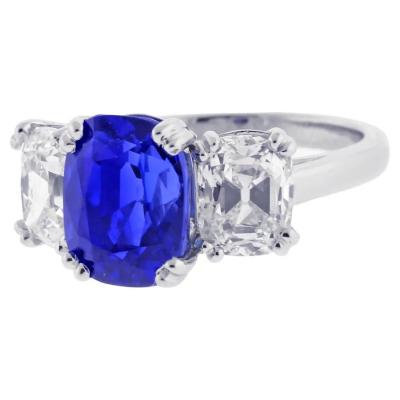GEM BURMA 5 72 CARAT NON HEATED A G L SAPPHIRE AND DIAMOND RING