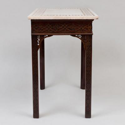 GEORGE III CARVED MAHOGANY FRETWORK TABLE