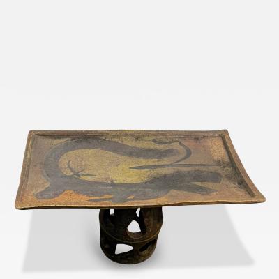 GEORGES MARTIN UNUSUAL MODERNIST BRUTALIST STONEWARE TABLE BY GEORGES MARTIN