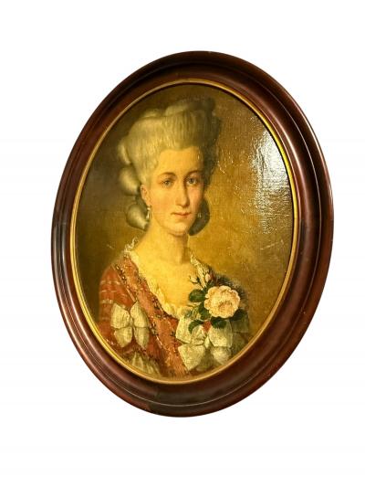 GERMAN 18TH CENTURY PAIR OF OVAL PORTRAITS OIL ON BOARD GENTLEMAN LADY