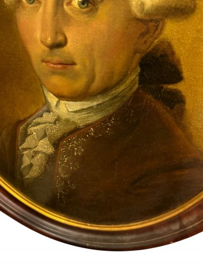 GERMAN 18TH CENTURY PAIR OF OVAL PORTRAITS OIL ON BOARD GENTLEMAN LADY