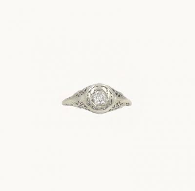 GIA CERTIFIED 0 28 CARAT OLD EUROPEAN CUT DIAMOND AND 18K GOLD ENGAGEMENT RING