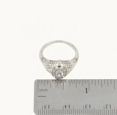 GIA CERTIFIED 0 28 CARAT OLD EUROPEAN CUT DIAMOND AND 18K GOLD ENGAGEMENT RING