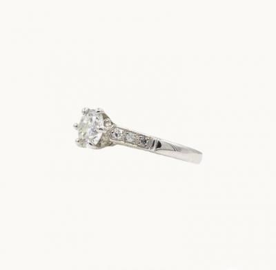 GIA CERTIFIED 0 73 CARAT ROUND BRILLIANT CUT DIAMOND AND PLATINUM VINTAGE RING