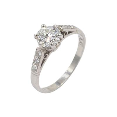 GIA CERTIFIED 0 73 CARAT ROUND BRILLIANT CUT DIAMOND AND PLATINUM VINTAGE RING