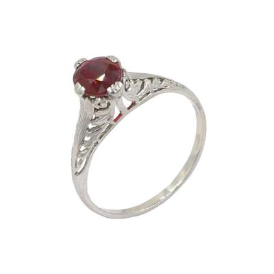 GIA CERTIFIED 1 07 CARAT NATURAL BURMA RUBY AND PLATINUM ENGAGEMENT RING