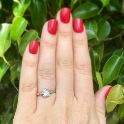 GIA CERTIFIFIED 1 31 CARAT OLD CUSHION CUT DIAMOND VICTORIAN ENGAGEMENT RING