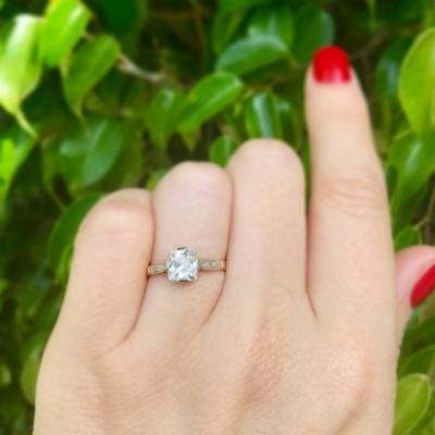 GIA CERTIFIFIED 1 31 CARAT OLD CUSHION CUT DIAMOND VICTORIAN ENGAGEMENT RING