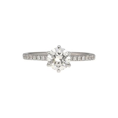 GIA Certified 0 51 Carat Round Cut Diamond 18K White Hidden Halo Engagement Ring