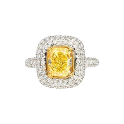 GIA Certified 2 35 Fancy Yellow Diamond Ring With 1 0 CTW Diamond Cluster