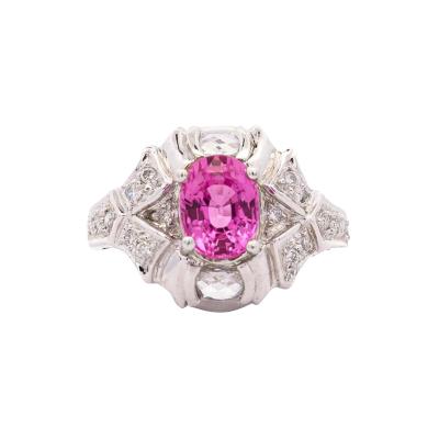 GIA Certified 2 4 Carat No Heat Pink Sapphire Briolette Diamond Platinum Ring