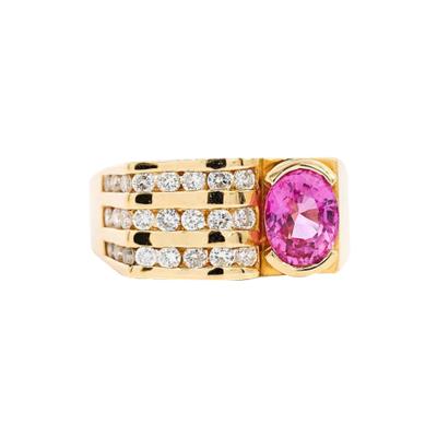 GIA Certified 2 77 Carat Oval Cut Pink Sapphire Square Shape Ring