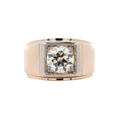 GIA Certified 2 Carat Diamond in 14K Gold Solitaire Mens Ring