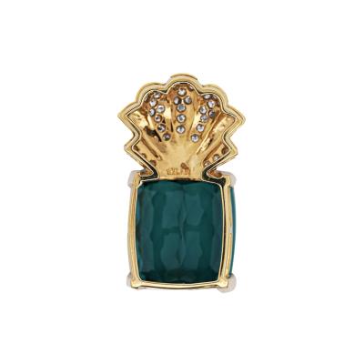 GIA Certified 35 Carat Indicolite Tourmaline Diamond 18K Gold Pendant