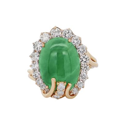 GIA Certified 9 Carat Jadeite Jade Type A and Diamond Halo Ring