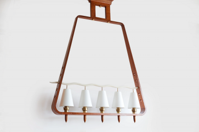 GIANT 1930S ITALIAN WOOD CHANDELIER