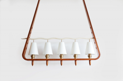 GIANT 1930S ITALIAN WOOD CHANDELIER