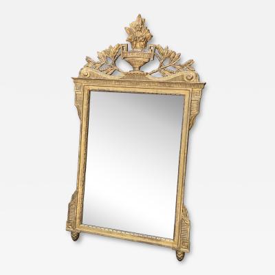 GILT CARVED WOOD NEOCLASSICAL FLORAL URN GREEK KEY CORNER MIRROR