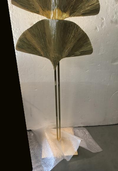 GINKO BILOBA Style BRASS LEAF FLOOR LAMP Gold brass