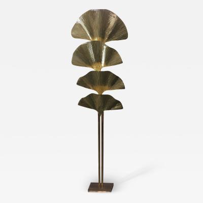 GINKO BILOBA Style BRASS LEAF FLOOR LAMP Gold brass