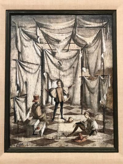 GIORGIO PERFETTI SURREALIST PAINTING EQUILIBRIUM BY GIORGIO PERFETTI