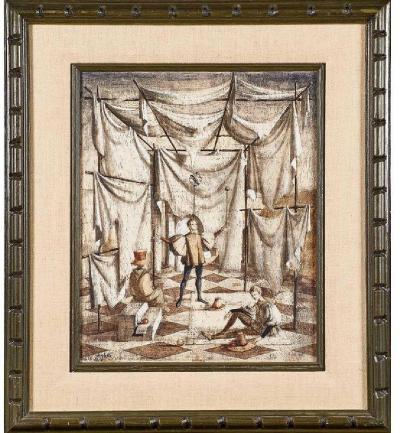 GIORGIO PERFETTI SURREALIST PAINTING EQUILIBRIUM BY GIORGIO PERFETTI