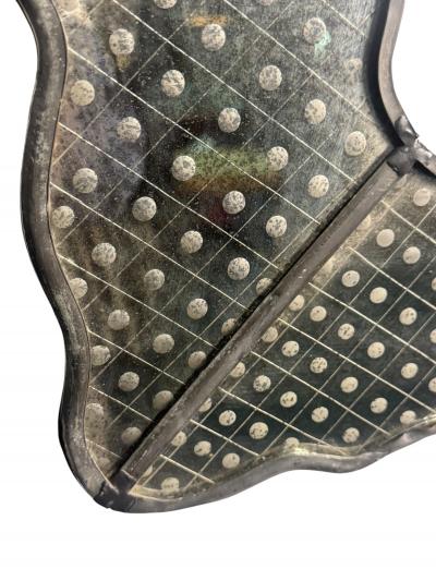 GLAMOROUS FANCY EDGE ITALIAN ETCHED MIRROR WITH WONDERFUL PATINA