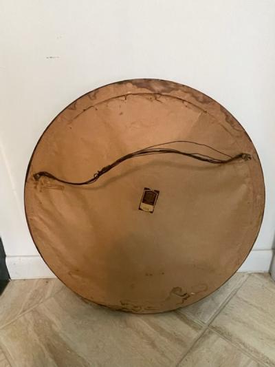 GLAMOROUS ROUND SILVERED GOLD WOOD ART DECO GLASS BALL MIRROR