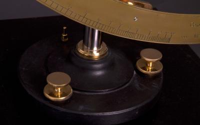 GOOD AND UNUSUAL SET OF FRENCH BRASS AND EBONIZED WOOD FABRIC SCALES