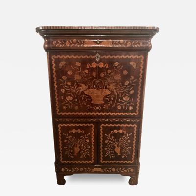 GORGEOUS DUTCH FINE MARQUETRY SECRETAIRE ABATTANT