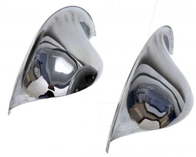 GORGEOUS PAIR OF ART DECO CHROMED BRONZE UPLIGHT BOWL SCONCES