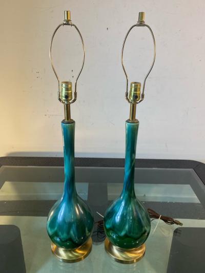 GRACEFUL PAIR OF MID CENTURY CERAMIC LAMPS