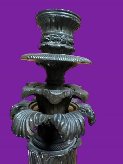 GRAND TOUR BLACK MARBLE BRONZE NAPOLEON CANDLESTICKS