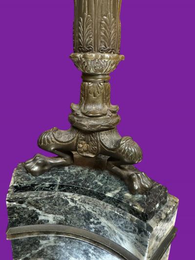 GRAND TOUR BLACK MARBLE BRONZE NAPOLEON CANDLESTICKS