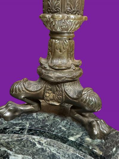 GRAND TOUR BLACK MARBLE BRONZE NAPOLEON CANDLESTICKS