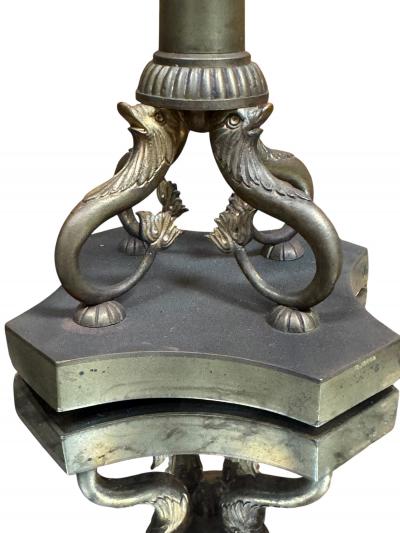 GRAND TOUR PAIR OF DORE BRONZE EGYPTIAN REVIVAL TWO CANDLE CANDELABRA