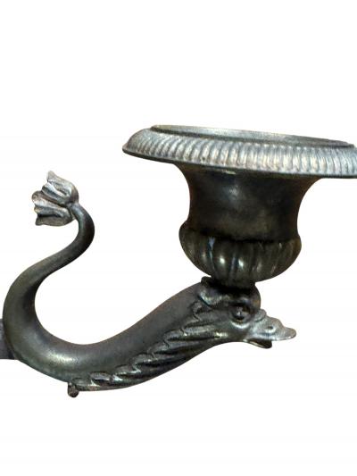 GRAND TOUR PAIR OF DORE BRONZE EGYPTIAN REVIVAL TWO CANDLE CANDELABRA