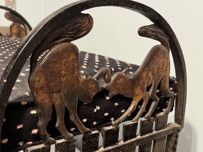 GREAT ART DECO CAST IRON CAT BENCH