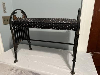 GREAT ART DECO CAST IRON CAT BENCH