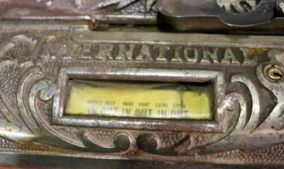 GREAT DESIGN OAK 1900S INTERNATIONAL TIME RECORDING CLOCK NYC