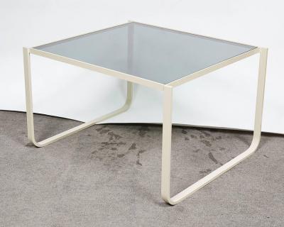 GREAT SET OF THREE ITALIAN MODERNIST ENAMEL STEEL NESTING TABLES