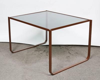 GREAT SET OF THREE ITALIAN MODERNIST ENAMEL STEEL NESTING TABLES