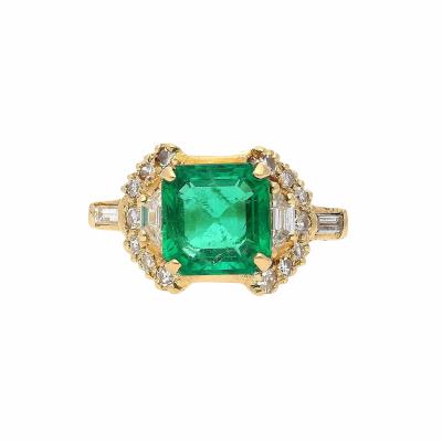 GRS Certified 2 09 Carat Natural Colombian Emerald Set in 18k Solid Gold Ring