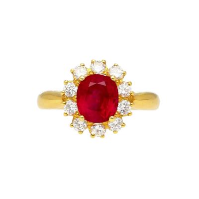 GRS Certified 2 99 Oval Cut Burma Ruby Diamond Halo Ring