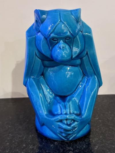 Gabriel Beauvais French Art Deco Cubist Monkey by Gabriel Beauvais 1930s Ceramic