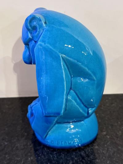Gabriel Beauvais French Art Deco Cubist Monkey by Gabriel Beauvais 1930s Ceramic