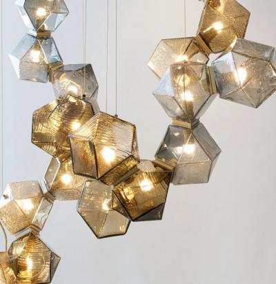 Gabriel Scott Welles Textured Glass Long Chandelier