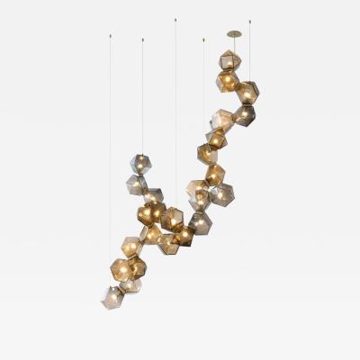 Gabriel Scott Welles Textured Glass Long Chandelier