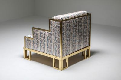 Gabriella Crespi Brass Gabriella Crespi Style Lounge Chair and Ottoman 1970s