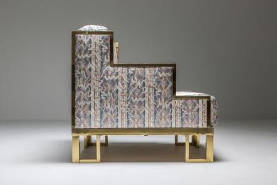 Gabriella Crespi Brass Gabriella Crespi Style Lounge Chair and Ottoman 1970s